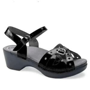 Dansko Sissy Womens Black Leather Slingback Sandals Sz 39 /8.5-9 Open Toe